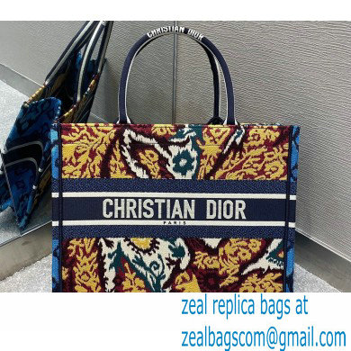 Dior Small Book Tote Bag in Multicolor Paisley Embroidery Blue 2021 - Click Image to Close