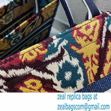Dior Small Book Tote Bag in Multicolor Paisley Embroidery Blue 2021