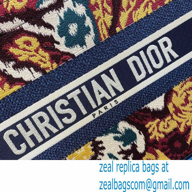 Dior Small Book Tote Bag in Multicolor Paisley Embroidery Blue 2021