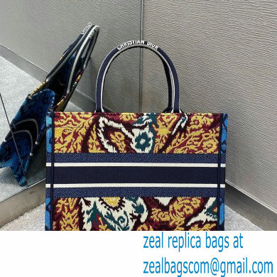 Dior Small Book Tote Bag in Multicolor Paisley Embroidery Blue 2021
