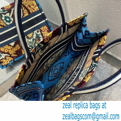 Dior Small Book Tote Bag in Multicolor Paisley Embroidery Blue 2021
