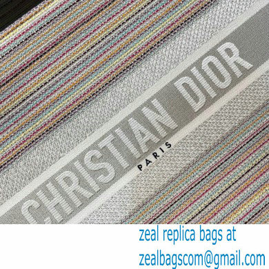 Dior Small Book Tote Bag in Multicolor Stripes Embroidery 2021