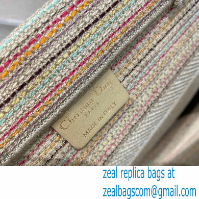 Dior Small Book Tote Bag in Multicolor Stripes Embroidery 2021