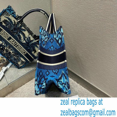 Dior Small Book Tote Bag in Palms Embroidery Blue 2021