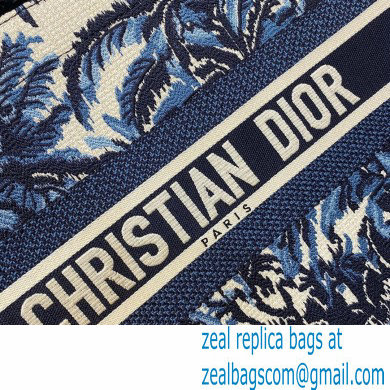 Dior Small Book Tote Bag in Palms Embroidery Blue 2021