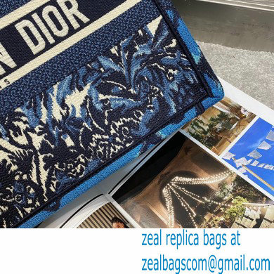 Dior Small Book Tote Bag in Palms Embroidery Blue 2021 - Click Image to Close