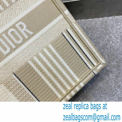 Dior Small Book Tote Bag in Stripes Embroidery Beige 2021 - Click Image to Close