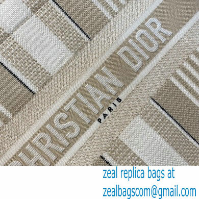 Dior Small Book Tote Bag in Stripes Embroidery Beige 2021