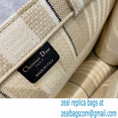 Dior Small Book Tote Bag in Stripes Embroidery Beige 2021 - Click Image to Close