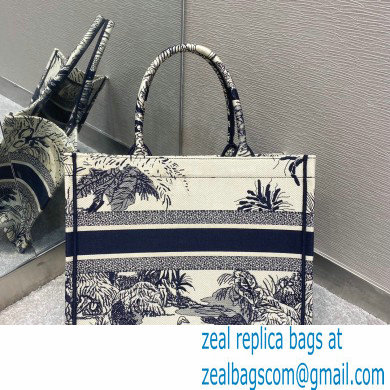 Dior Small Book Tote Bag in Toile de Jouy Palms Embroidery Blue 2021 - Click Image to Close