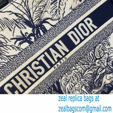 Dior Small Book Tote Bag in Toile de Jouy Palms Embroidery Blue 2021