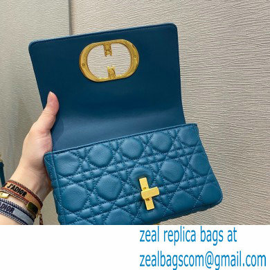 Dior Small Caro Bag in Soft Cannage Calfskin Ocean Blue 2021