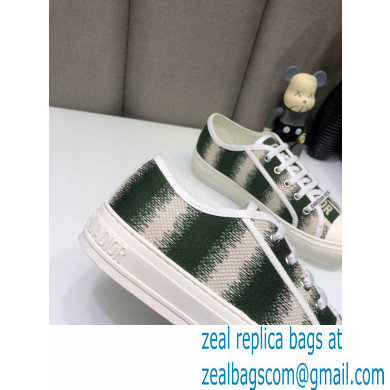 Dior Walk'n'Dior Low-Top Sneakers D-Stripes Embroidered Cotton Green - Click Image to Close