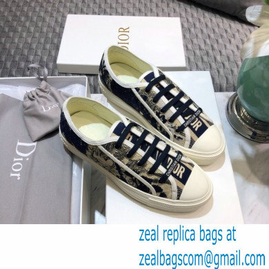 Dior Walk'n'Dior Low-Top Sneakers Embroidered Cotton Blue - Click Image to Close