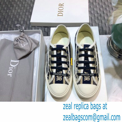 Dior Walk'n'Dior Low-Top Sneakers Embroidered Cotton Blue - Click Image to Close