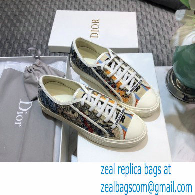 Dior Walk'n'Dior Low-Top Sneakers Embroidered Cotton Multicolor - Click Image to Close