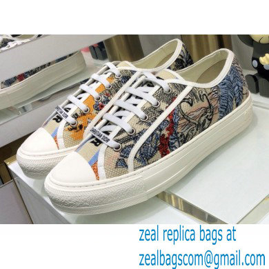 Dior Walk'n'Dior Low-Top Sneakers Embroidered Cotton Multicolor