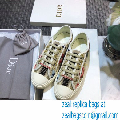 Dior Walk'n'Dior Low-Top Sneakers Hibiscus Embroidery Multicolor Cotton - Click Image to Close