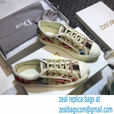 Dior Walk'n'Dior Low-Top Sneakers Hibiscus Embroidery Multicolor Cotton - Click Image to Close