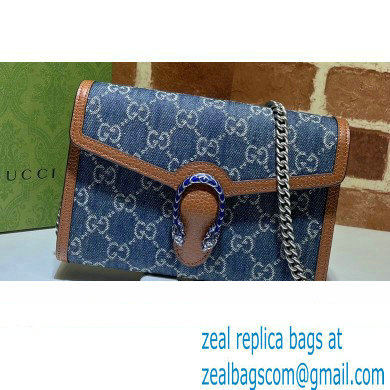 Gucci Dionysus Mini Chain Bag 401231 Washed GG Denim Blue 2021