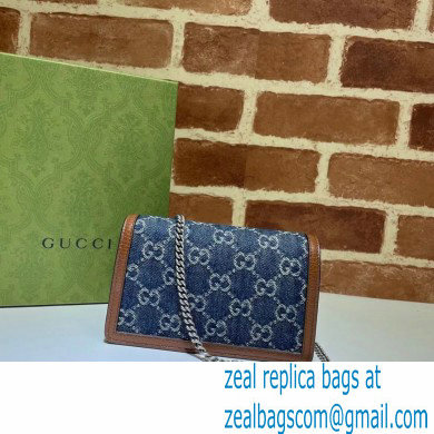 Gucci Dionysus Super Mini Bag 476432 Washed GG Denim Blue 2021