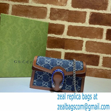 Gucci Dionysus Super Mini Bag 476432 Washed GG Denim Blue 2021