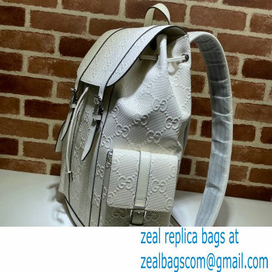 Gucci GG Embossed Backpack Bag 625770 White 2021