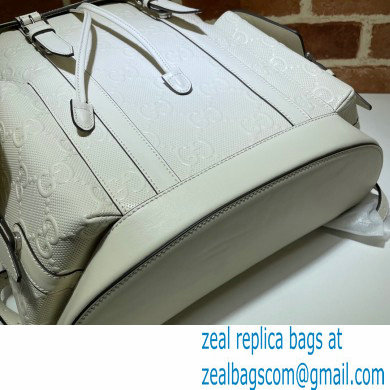 Gucci GG Embossed Backpack Bag 625770 White 2021 - Click Image to Close