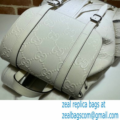 Gucci GG Embossed Backpack Bag 625770 White 2021 - Click Image to Close