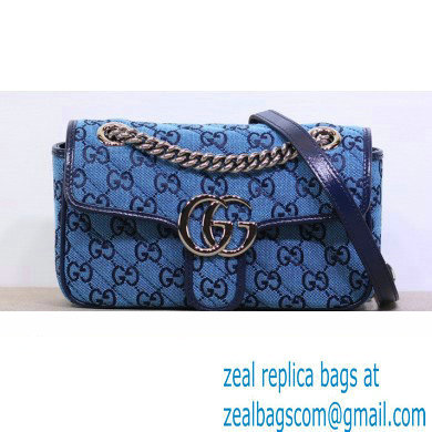 Gucci GG Marmont Multicolor Mini Shoulder Bag 446744 Blue 2021 - Click Image to Close