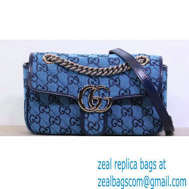 Gucci GG Marmont Multicolor Mini Shoulder Bag 446744 Blue 2021