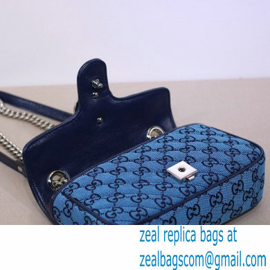 Gucci GG Marmont Multicolor Mini Shoulder Bag 446744 Blue 2021