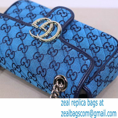 Gucci GG Marmont Multicolor Mini Shoulder Bag 446744 Blue 2021 - Click Image to Close