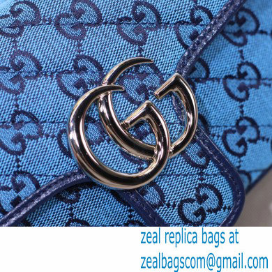 Gucci GG Marmont Multicolor Mini Shoulder Bag 446744 Blue 2021 - Click Image to Close