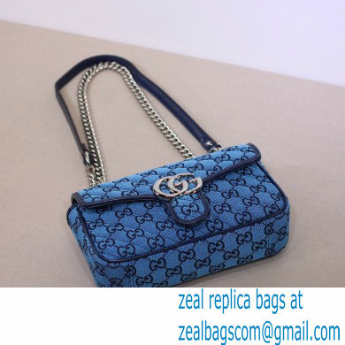 Gucci GG Marmont Multicolor Mini Shoulder Bag 446744 Blue 2021 - Click Image to Close