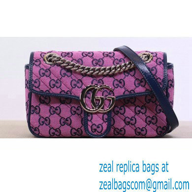 Gucci GG Marmont Multicolor Mini Shoulder Bag 446744 Pink 2021 - Click Image to Close