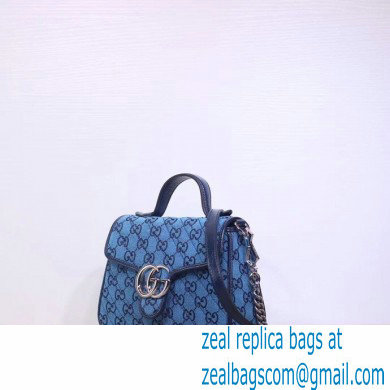 Gucci GG Marmont Multicolor Mini Top Handle Bag 583571 Blue 2021 - Click Image to Close