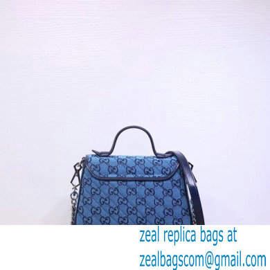 Gucci GG Marmont Multicolor Mini Top Handle Bag 583571 Blue 2021