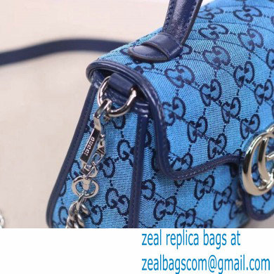 Gucci GG Marmont Multicolor Mini Top Handle Bag 583571 Blue 2021 - Click Image to Close