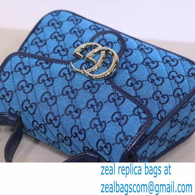 Gucci GG Marmont Multicolor Mini Top Handle Bag 583571 Blue 2021