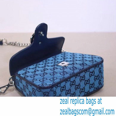Gucci GG Marmont Multicolor Mini Top Handle Bag 583571 Blue 2021 - Click Image to Close
