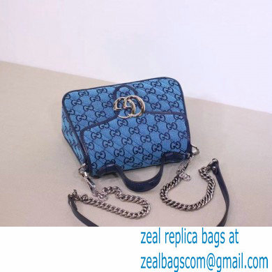 Gucci GG Marmont Multicolor Mini Top Handle Bag 583571 Blue 2021 - Click Image to Close