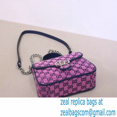 Gucci GG Marmont Multicolor Mini Top Handle Bag 583571 Pink 2021 - Click Image to Close