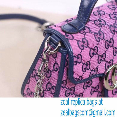 Gucci GG Marmont Multicolor Mini Top Handle Bag 583571 Pink 2021