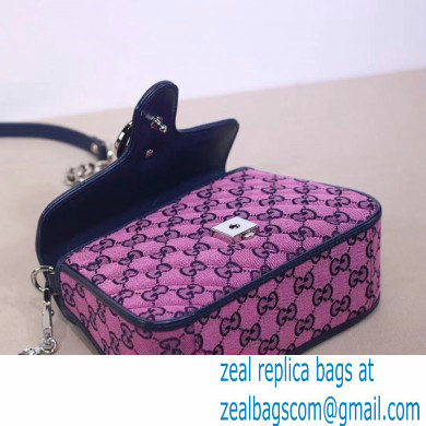 Gucci GG Marmont Multicolor Mini Top Handle Bag 583571 Pink 2021 - Click Image to Close