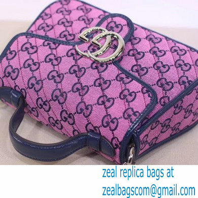 Gucci GG Marmont Multicolor Mini Top Handle Bag 583571 Pink 2021 - Click Image to Close