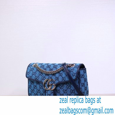 Gucci GG Marmont Multicolor Small Shoulder Bag 443497 Blue 2021 - Click Image to Close