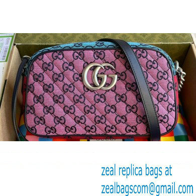 Gucci GG Marmont Multicolor Small Shoulder Camera Bag 447632 Pink/Green/Blue/Red 2021 - Click Image to Close