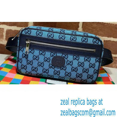 Gucci GG Multicolor Belt Bag 658657 Blue 2021 - Click Image to Close