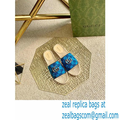 Gucci GG Multicolor Espadrilles Slides Sandals Blue 2021 - Click Image to Close